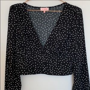 Cropped Deep Plunge Blouse Size Medium
